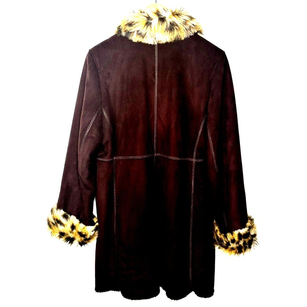 NOVELTI Womens Swing Coat Faux Fur Winter Luxury Cuddly Soft Brown Size Small - Picture 2 of 13